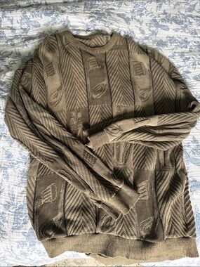 90s Men's Golf Textured Crewneck Sweater - Olive